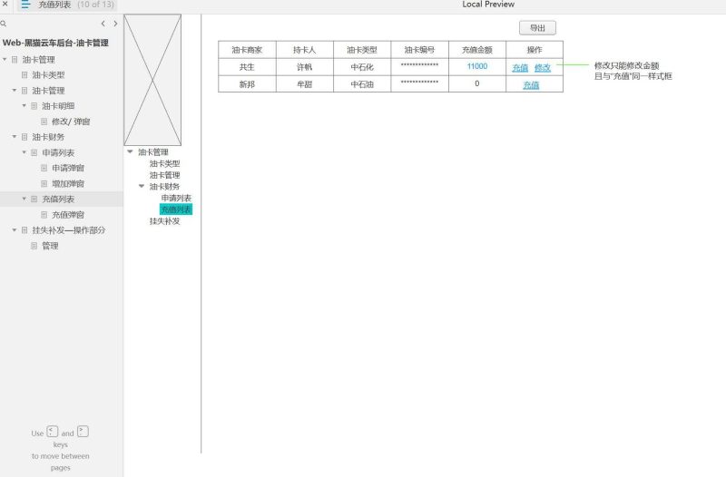 13页黑猫云车后台油卡管理系统Axure原型模板Axure高保真原型资源站 Axure产品原型资源站